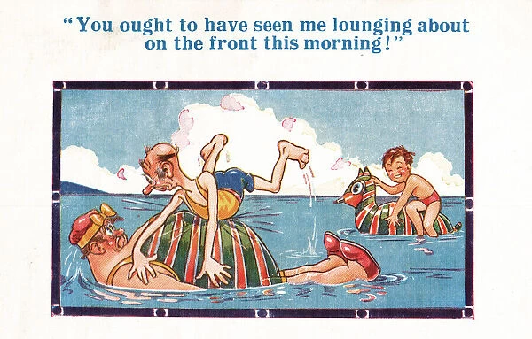 Comic postcard, People in the sea Date: 20th century