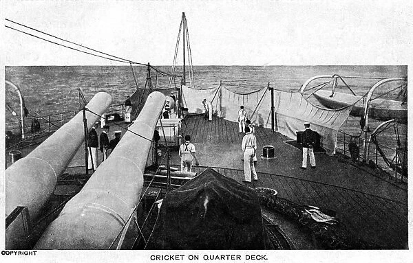 Cricket on the Quarter Deck of a British Battleship