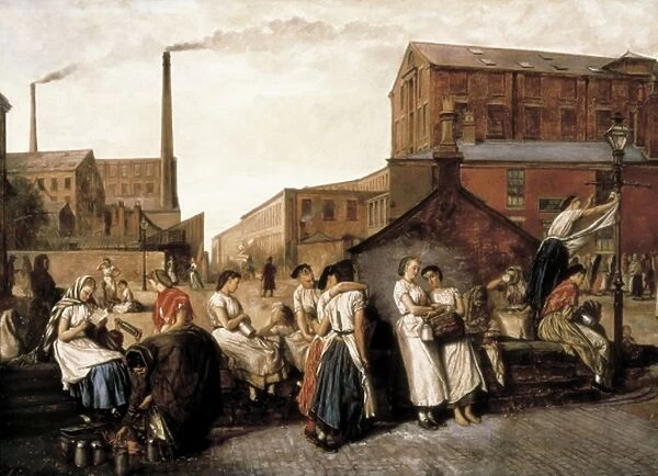 CROWE, Eyre (1824-1910). The Dinner Hour, Wigan