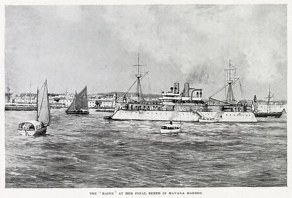 The Us cruiser Maine in Havana harbour, where she will shortly be blown up