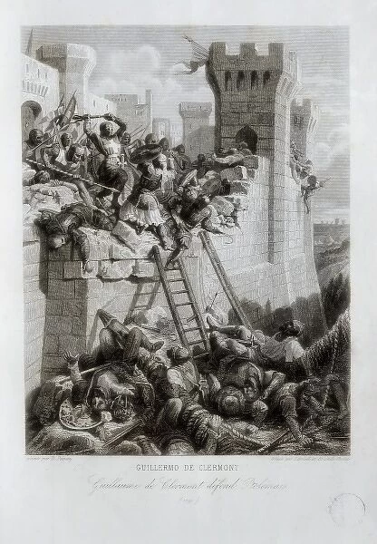 Crusades. Guillaume de Clermont defending Ptolemais
