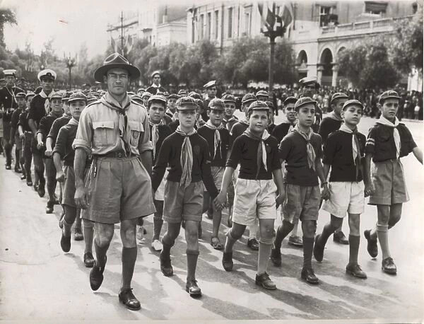 Cub scouts on parade, Athens, Greece