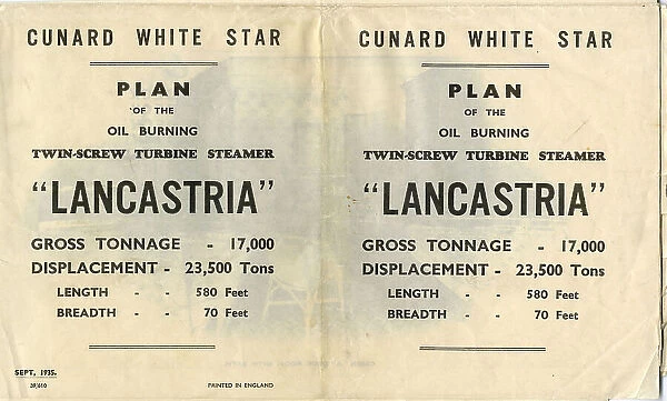 Cunard White Star, Lancastria deck plan