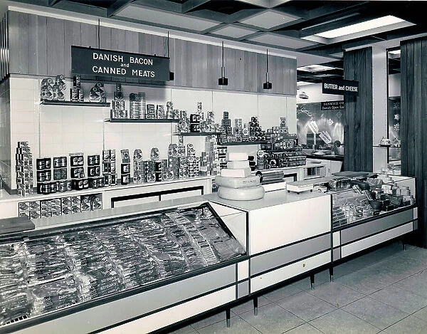 Danish Bacon and Canned Meats display