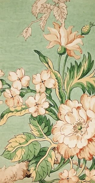 Design for Printed Textile in cream and green