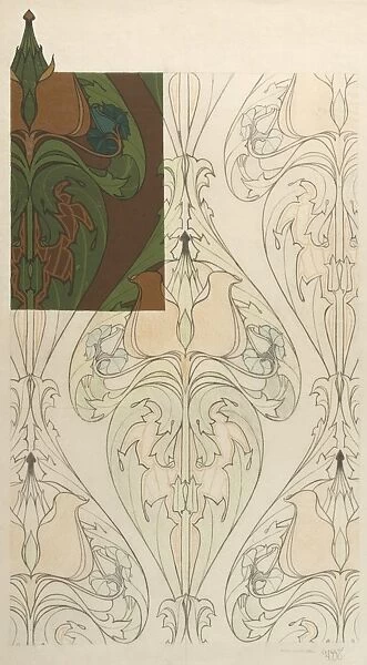 Design for Textile or Wallpaper in green and brown