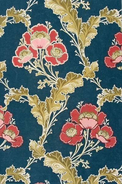 Design for Wallpaper in red, blue and brown