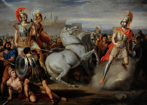 Diomedes, assisted by Minerva, wounds Mars by Tegeo
