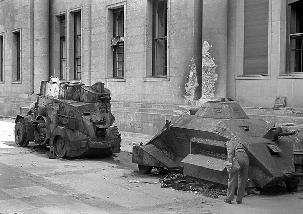 Two disabled tanks during WW2