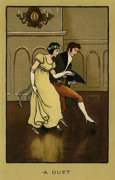 A duet. A couple enjoying a harmonious dance. Artist: Ethel Parkinson Date: 1905