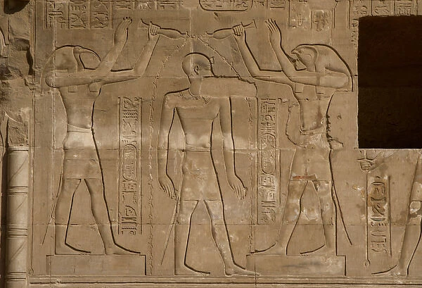 Egyptian Art. Temple of Kom Ombo. Toth and Horus give sacred