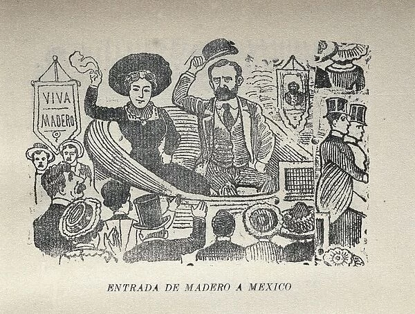 Entering Mexico, 1911. Engraving