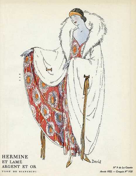 Evening coat with inner lining design 1922