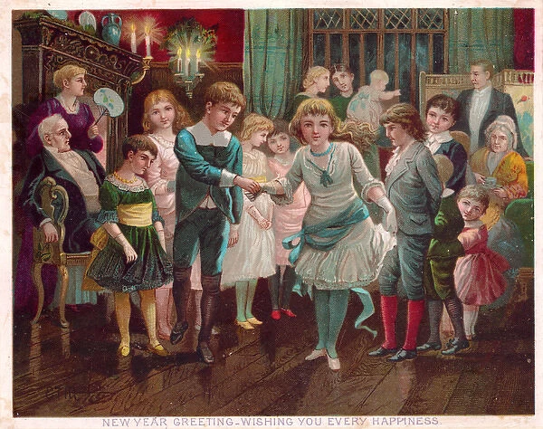 Family celebration on a New Year card