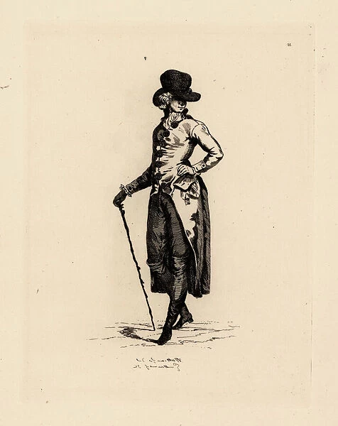 Fashionable gentleman in coat, era of Marie Antoinette