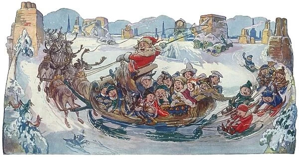 Father Christmas, elves and sleigh