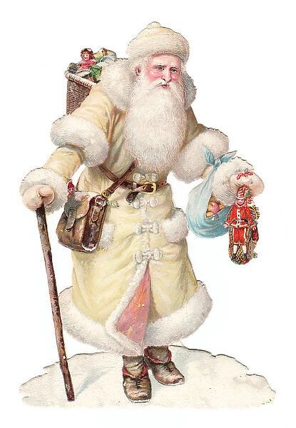 Father Christmas with presents on a Victorian scrap