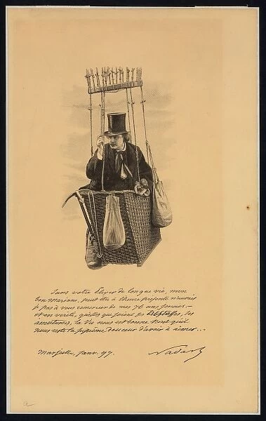 Felix Nadar, half-length portrait, standing in the basket of