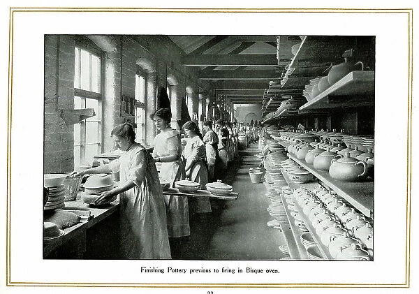 Finishing pottery previous to firing, Alfred Meakin