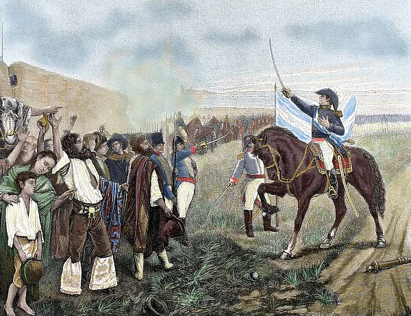 The first flag of Argentina presented to the revolutionary a