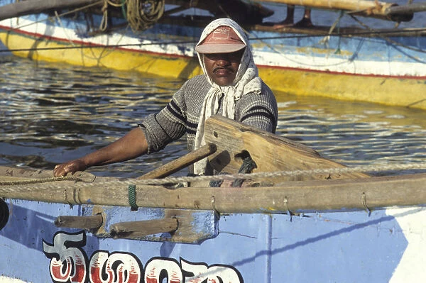 Fisherman in headscarf, Sri Lanka
