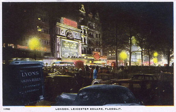 Floodlit Leicester Square, Central London