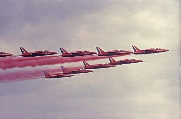 Folland Gnat RAF Red Arrows formation red smoke