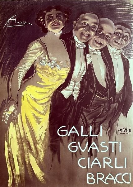 Galli theatre company, Guasti, Ciarli, Bracci. Poster