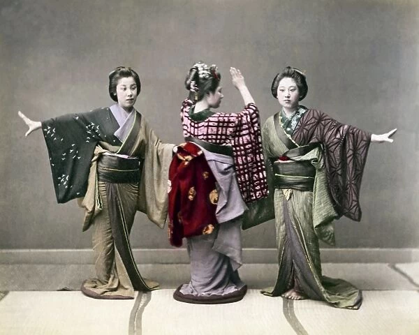 Three geishas dancing, Japan
