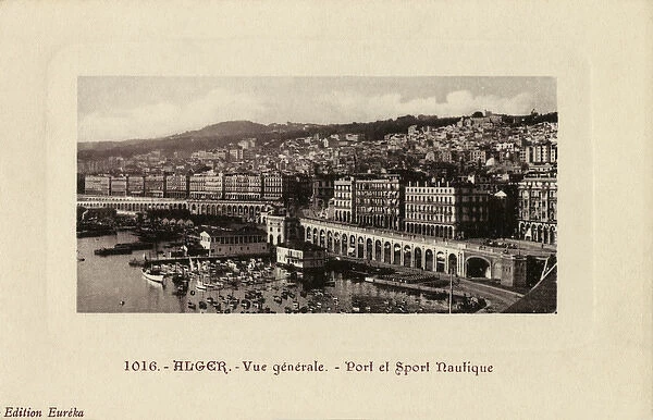 General view of port and water sports, Algiers