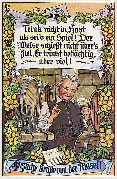 German postcard, greetings from the Mosel