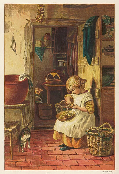 Girl Peels Potatoes 1878