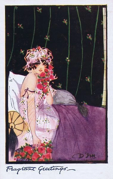 Glamour art deco postcard by Dolly Tree