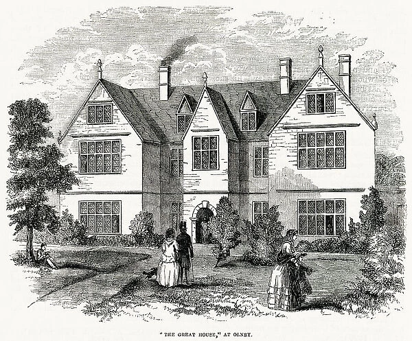 The Great House at Olney, Buckinghamshire, erected about 1650 : among those associated with it are the poet Cowper Date: 1857