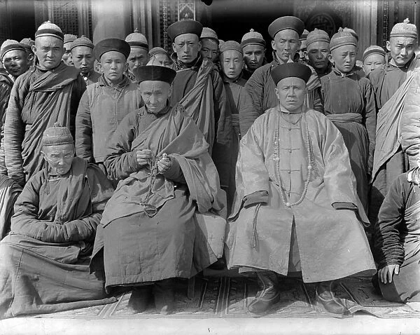 A group of Buddhist men of various ages in Kashgar