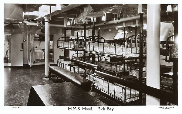 HMS Hood. Sick Bay on HMS Hood, battlecruiser Date: 1930s