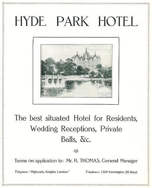 Hyde Park Hotel Advertisement