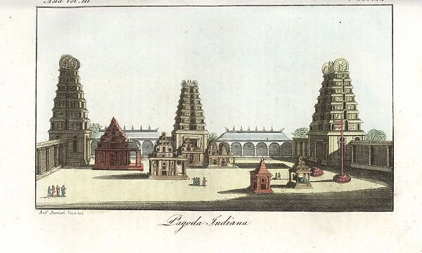 Indian pagodas to Vishnu and Lakshmi within