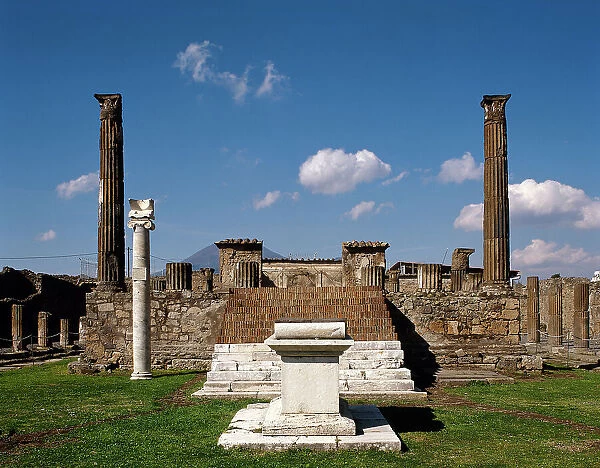 Italy. Pompeii. Temple of Apollo. Marbles altar, ionic colu