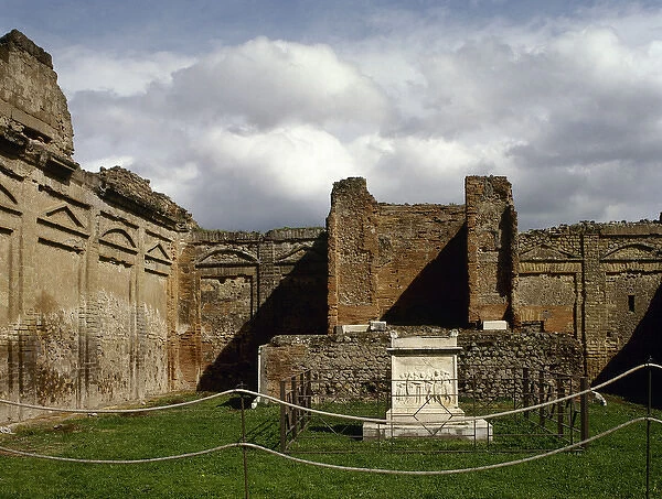 Italy. Pompeii. Temple of Vespasian (69-79 CE). Altar with a