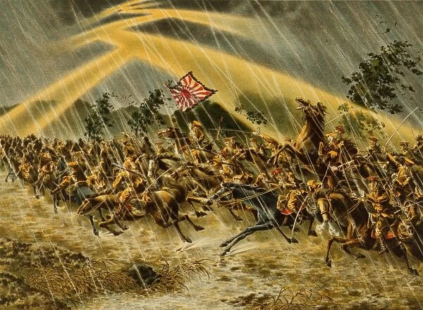 The Japanese cavalry advanced furiously in storm