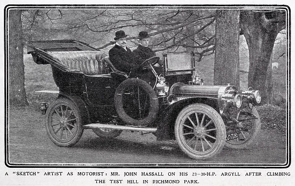 John Hassall in his Argyll motor car