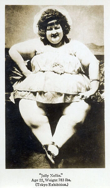 Jolly Nellie (642 pounds) - whilst at an exhibition in Tokyo, Japan. From the small coal mining community of Jobs near the Athens-Hocking county line, Nellie Blanch Lane (1898-1955)