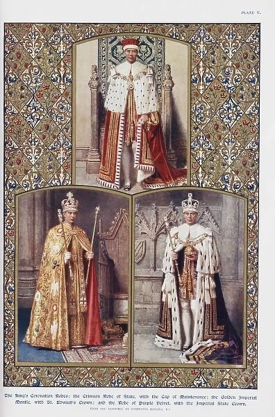 King George VI in his ceremonial robes by Matania