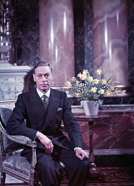 King George VI pictured with flowers