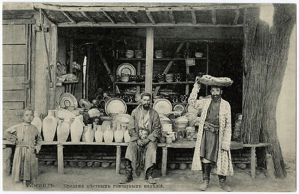 Kokand, Uzbekistan - Seller of Traditional Uzbek Ceramics