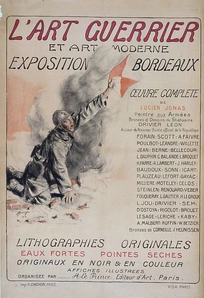 L art guerrier et art moderne. Exposition Bordeaux, lithogra