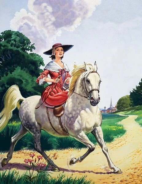 Lady riding sidesaddle on a horse