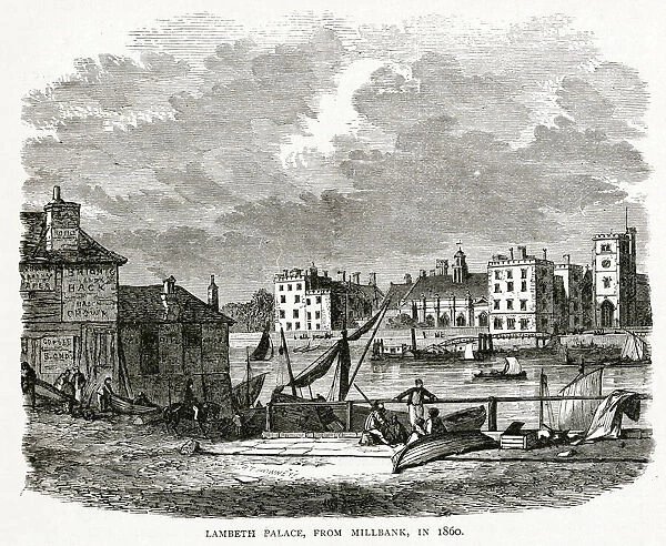 Lambeth Palace from Millbank 1860