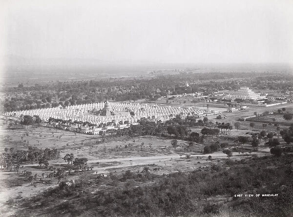 Late 19th century photograph: East view of Manadalay, pagodas, Burma, Myanmar
